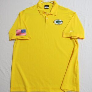 Sz L Yellow PACKERS Nike Dri-Fit Men's db #280 Polo Shirt